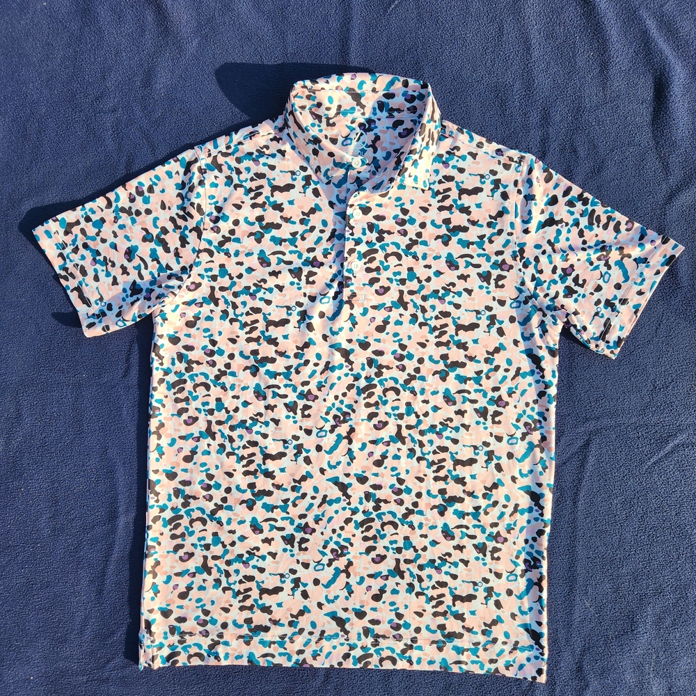 Deolax Men's Patterned Short Sleeve Golf Polo Shirt Size Medium